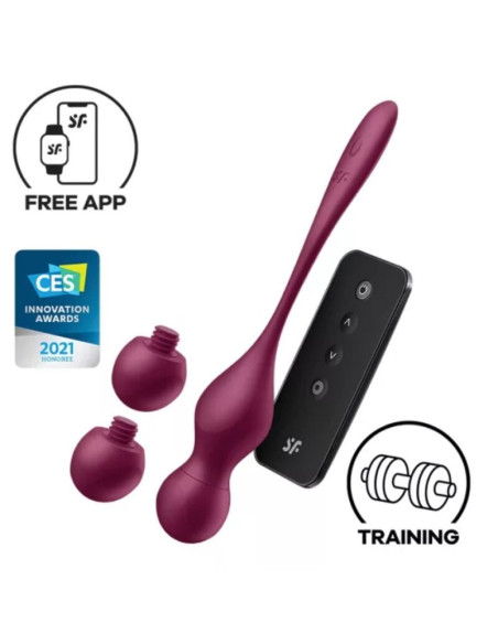 SATISFYER – „LOVE BIRDS VARY“ VIBRUOJAMIEJI KAMUOLĖLIAI, NEMOKAMA PROGRAMĖLĖ, VYNO RAUDONO SPALVOS