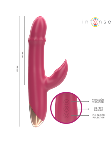 INTENSE - CHLOE DAUGIAFUNKCINIS VIBRATORIUS 3 IN 1 RAUDONAS