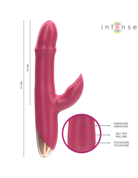 INTENSE - CHLOE DAUGIAFUNKCINIS VIBRATORIUS 3 IN 1 RAUDONAS