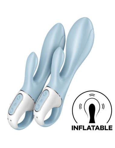 SATISFYER - PRIPUČIAMAS VIBRUOJAMAS TRIUKŠIS SU AIR PUMP 1 MĖLYNA