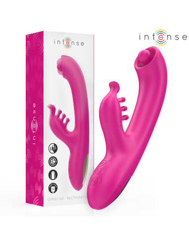INTENSE - CHRISTINA DAUGIAFUNKCINIS SU KLITORIAUS MASAŽUOKLIU 22,5 CM ROŽINIS