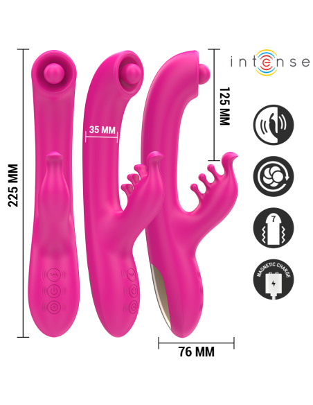 INTENSE - CHRISTINA DAUGIAFUNKCINIS SU KLITORIAUS MASAŽUOKLIU 22,5 CM ROŽINIS