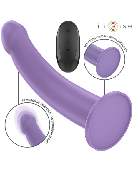 INTENSE - EDDIE VIBRATOR 17,5 CM 10 VIBRACIJŲ VIOLETINIS NUOTOLINIO VALDYMO PULTAS