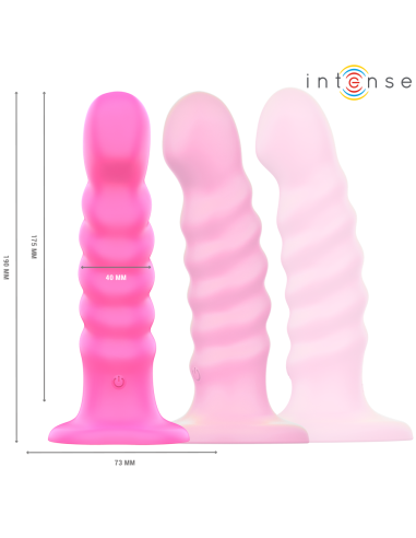 INTENSE - CINDY VIBRATOR DYDIS L SPIRALINIS DIZAINAS 10 VIBRACIJŲ ROŽINIS NUOTOLINIO VALDYMO PULTAS
