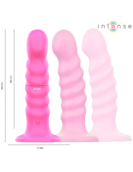 INTENSE - CINDY VIBRATOR DYDIS L SPIRALINIS DIZAINAS 10 VIBRACIJŲ ROŽINIS NUOTOLINIO VALDYMO PULTAS
