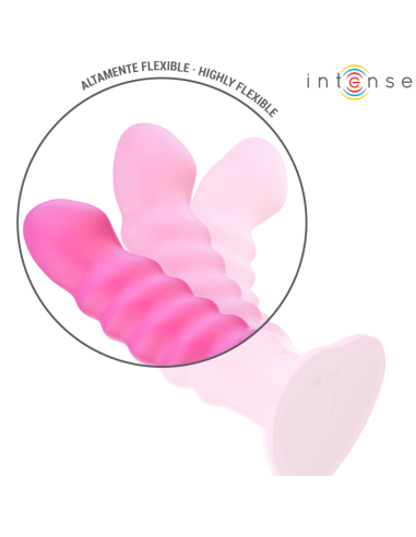 INTENSE - CINDY VIBRATOR DYDIS L SPIRALINIS DIZAINAS 10 VIBRACIJŲ ROŽINIS NUOTOLINIO VALDYMO PULTAS