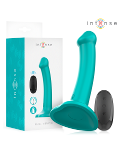 INTENSE - KATIE VIBRATORAS SU SIURBLIU 10 VIBRACIJŲ MĖLYNAS NUOTOLINIO VALDYMO PULTAS