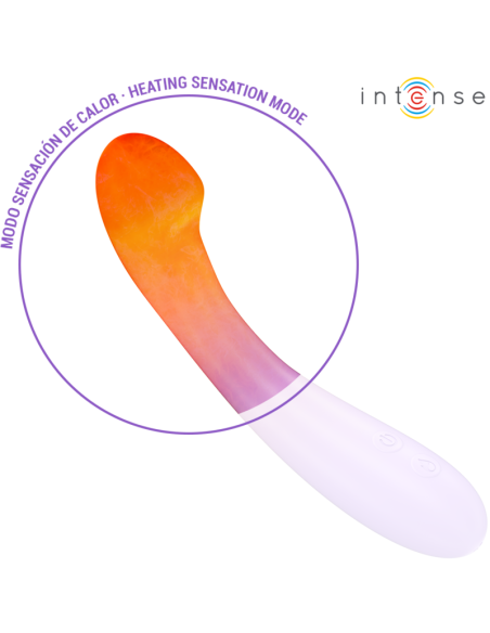 INTENSE - BECKY VIBRUOJAMAS 19 CM ŠILDOMAS 7 VIBRACIJOS VIOLETINIS