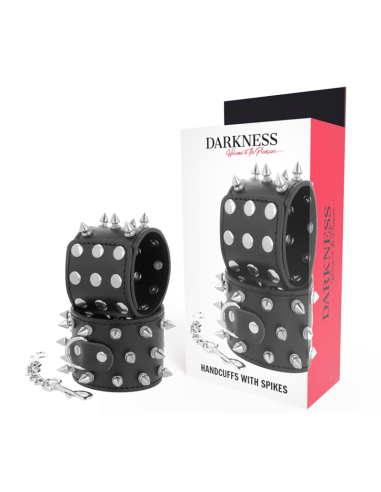 DARKNESS - SKULLS AND BONES BLACK SPIKED HANDCUFFS