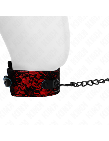 KINK - LACE NECKLACE WITH BELT WITH REAL LEATHER BELT 105 CM - 44 X 5.5 CM
