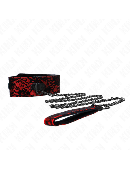KINK - LACE NECKLACE WITH BELT WITH REAL LEATHER BELT 105 CM - 44 X 5.5 CM