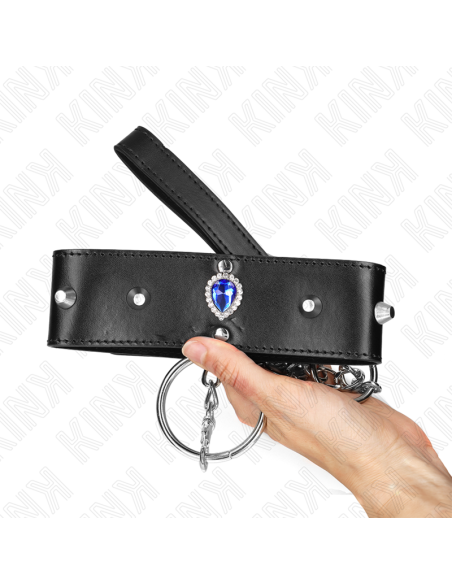 KINK - KAKLO PAPUOŠALAS 65 CM SU DIRŽELIU SU MĖLYNAIS DEIMANTAIS, REGULIUOJAMAS 36-43 CM X 5 CM
