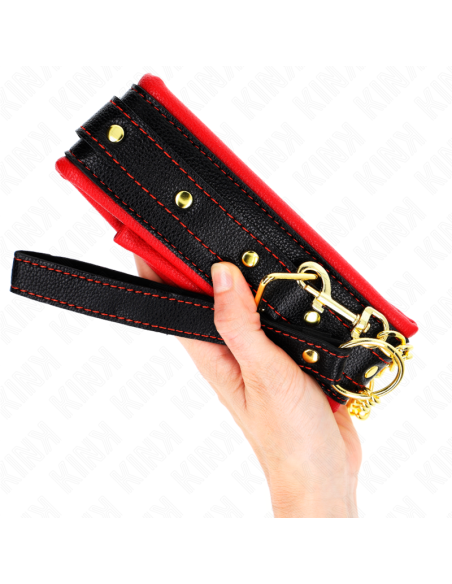 KINK - KAKLO PAPUOŠALAS SU KEMPINĖS DIRBTINĖS ODOS DIRŽELIU, MODELIS 2, REGULIUOJAMAS 37–54 CM X 3 CM