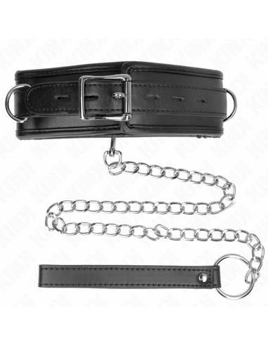 KINK - KAKLO PAPUOŠALAS SU KEMPINĖS DIRBTINĖS ODOS DIRŽELIU, MODELIS 3, REGULIUOJAMAS 37–54 CM X 3 CM