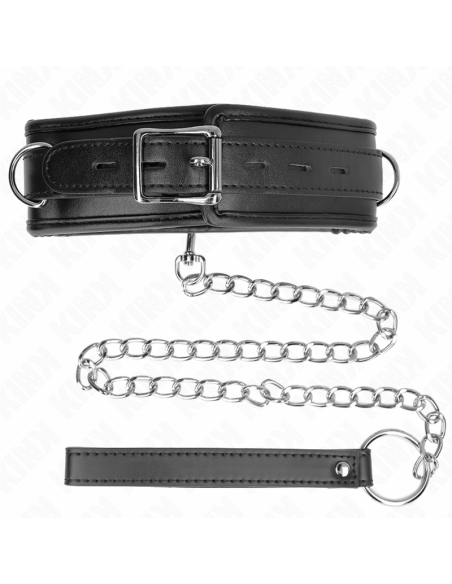 KINK - KAKLO PAPUOŠALAS SU KEMPINĖS DIRBTINĖS ODOS DIRŽELIU, MODELIS 3, REGULIUOJAMAS 37–54 CM X 3 CM