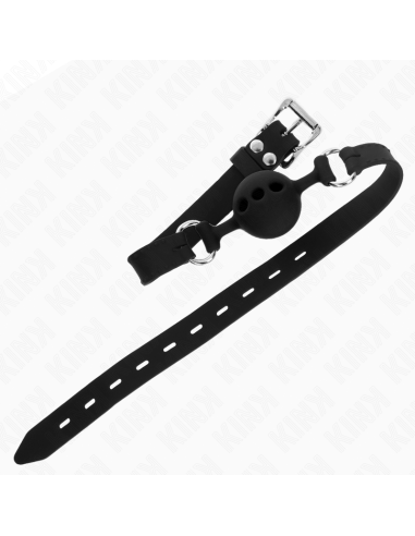KINK - FULL SILICONE GAG 55 x 2 CM WITH 4 CM BALL SIZE S BLACK ADJUSTABLE 35-51 CM