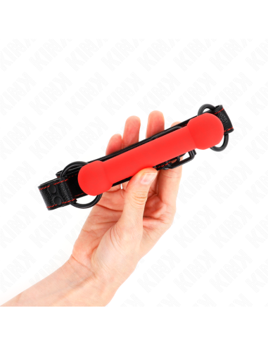 KINK - BONE GAG WITH LEATHERETTE STRAP RED ADJUSTABLE 41-57 CM