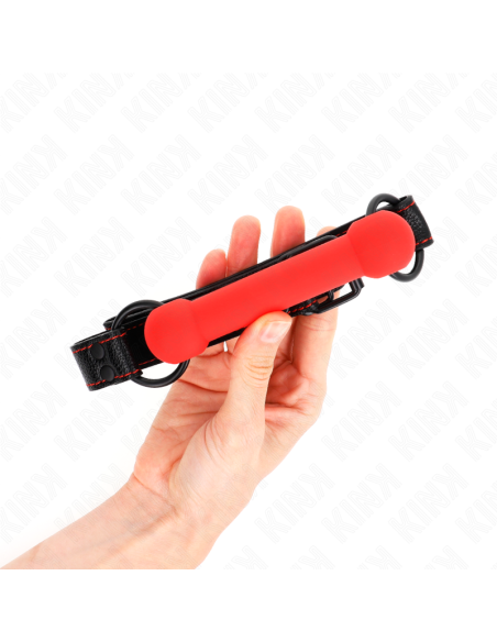 KINK - BONE GAG WITH LEATHERETTE STRAP RED ADJUSTABLE 41-57 CM