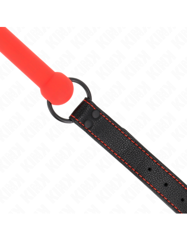 KINK - BONE GAG WITH LEATHERETTE STRAP RED ADJUSTABLE 41-57 CM