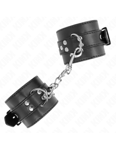 KINK - WRIST RESTRAINTS BLACK WITH BLACK BELT ADJUSTABLE 17-28 CM X 6 CM