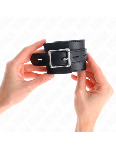 KINK - WRIST RESTRAINTS BLACK WITH BLACK BELT ADJUSTABLE 17-28 CM X 6 CM