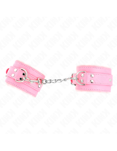 KINK - FUR LINED WRIST RESTRAINTS PINK WITH PINK BELT ADJUSTABLE 17-29 CM X 6 CM 2