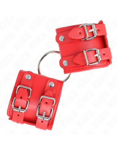 KINK - FIKSUOTAS RIŠO ĮRAŠAS SU ŽIEDU IR KNYGELĖMIS, REGULIUOJAMAS, RAUDONOS DYDŽIO, 17–22 CM X 6,5 CM