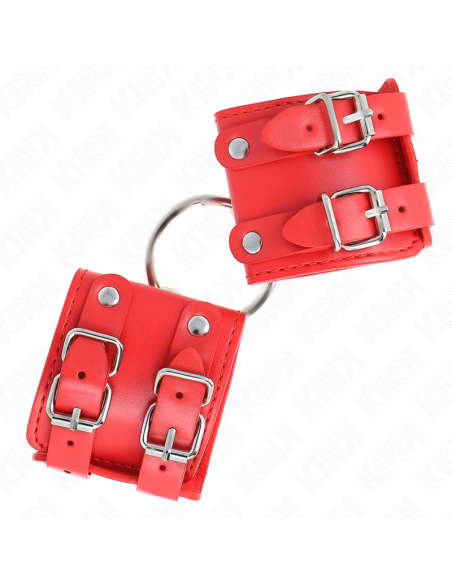 KINK - FIKSUOTAS RIŠO ĮRAŠAS SU ŽIEDU IR KNYGELĖMIS, REGULIUOJAMAS, RAUDONOS DYDŽIO, 17–22 CM X 6,5 CM