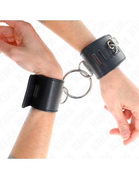 KINK - FIXED WRIST RESTRAINTS WITH RING AND PADLOCK CLOSURE BLACK ADJUSTABLE 16-23 CM X 5.5 CM