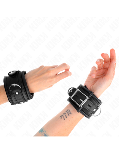 KINK - Tvirti riešo įtvarai su juodu kailio pamušalu, reguliuojami 20-30 CM x 6 CM