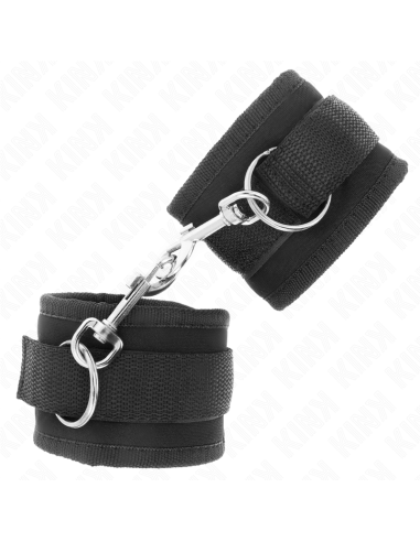 KINK - NYLON BIND HOOKandLOOP WRIST RESTRAINTS BLACK MODEL 2 ADJUSTABLE 18-35 CM X 6 CM