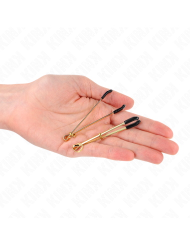 KINK - PLONI SPENELIŲ SPAUSTUKAI AUKSINIAI 7 CM