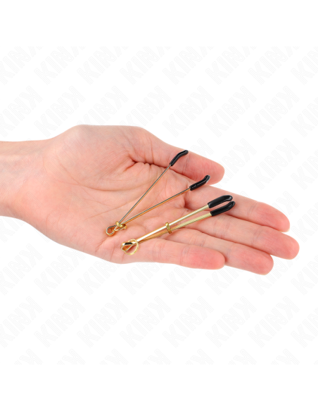 KINK - PLONI SPENELIŲ SPAUSTUKAI AUKSINIAI 7 CM