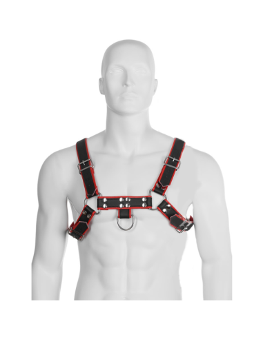 LEATHER BODY – grandinėlės diržas III juodas – raudonas