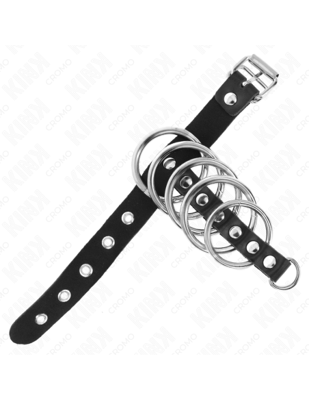 KINK - ODINIS PENIO ŽIEDAS SU UŽRAKTU 21 X 2 CM IR 5 METALINIAI ŽIEDAI NUO 3 CM IKI 4 CM