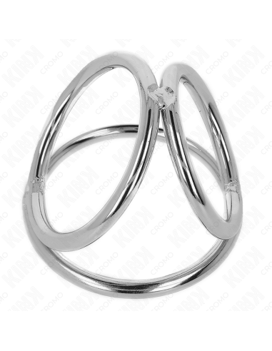 KINK - TRIGUBO CHROME METALINIS PENIO ŽIEDAS 3,8 CM IKI 5 CM, 2 MODELIS