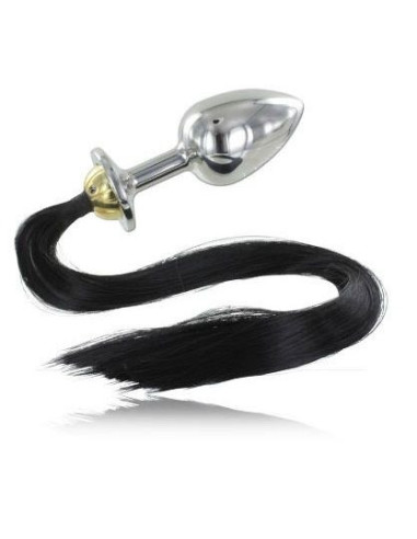 METAL HARD - STEEL ANAL PLUG WITH TAIL 8.89CM