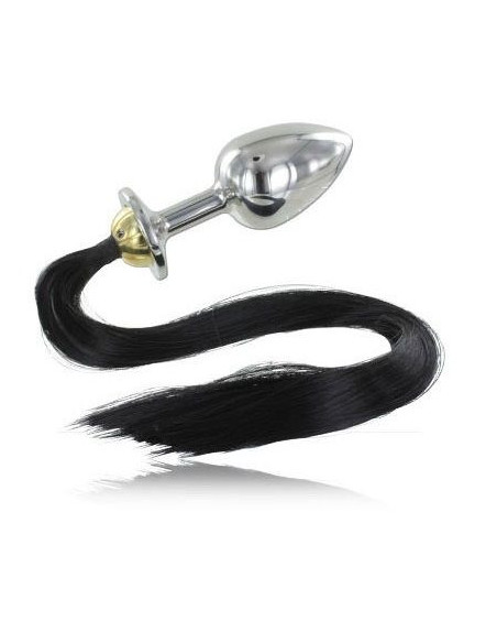 METAL HARD - STEEL ANAL PLUG WITH TAIL 8.89CM