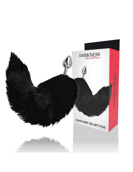 DARKNESS - SILVER ANAL PLUG 8 CM WITH BLACK TAIL