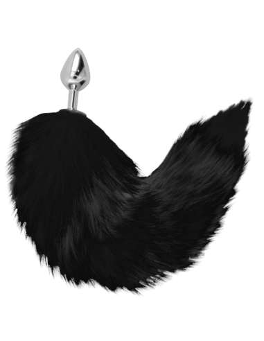 DARKNESS - SILVER ANAL PLUG 8 CM WITH BLACK TAIL