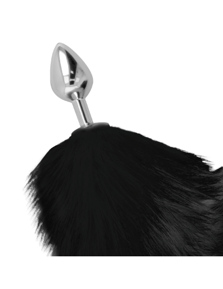 DARKNESS - SILVER ANAL PLUG 8 CM WITH BLACK TAIL