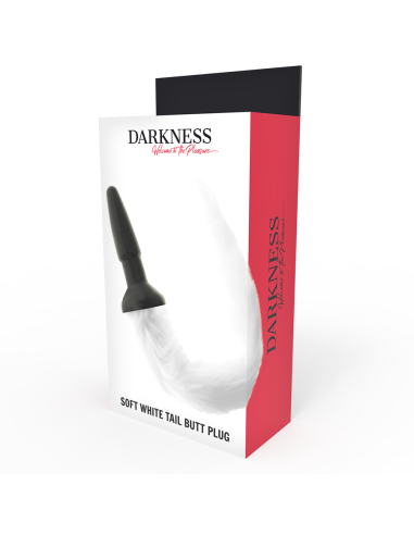 DARKNESS - silikoninis analinis kaištis su balta uodegėle