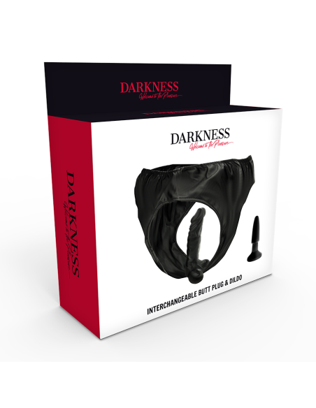 DARKNESS - PANTIES WITH PLUG AND INTERCHANGEABLE DILDO