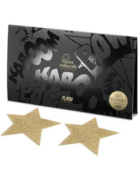 BIJOUX - INDISCRETS FLASH GOLDEN STAR NIPPLE COVERS