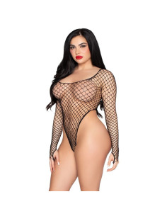 LEG AVENUE - 89377 HIGH-CUT INDUSTRIAL NET BODYSUIT BLACK - ONE SIZE 2