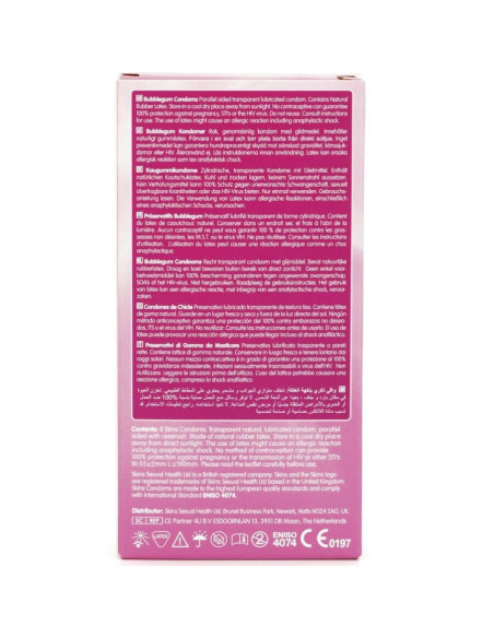 SKINS - BUBBLEGUM PREMIUM CONDOMS PACK 8