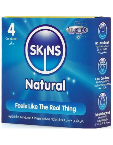 SKINS - NATŪRALŪS PREMIUM PREZERVATYVAI, 4 PAKUOTĖS