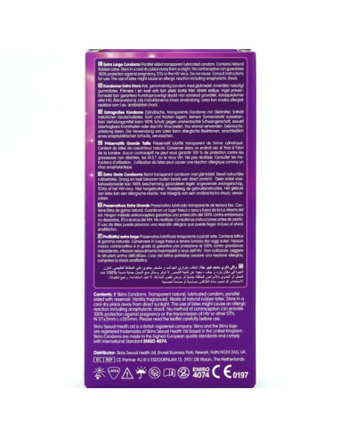 SKINS - YPAČ DIDELIS PREMIUM KLASĖS PREZERVATYVŲ PAKUOTĖ, 8 vnt.