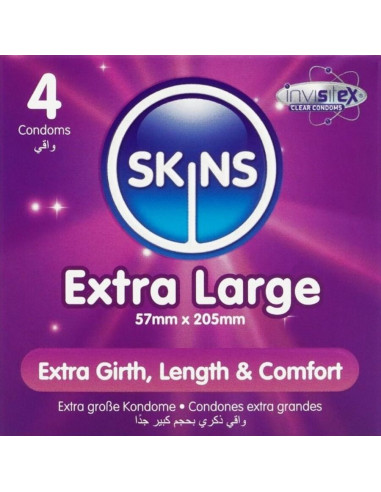 SKINS - YPAČ DIDELIS PREMIUM KLASĖS PREZERVATYVŲ PAKUOTĖ, 4 vnt.