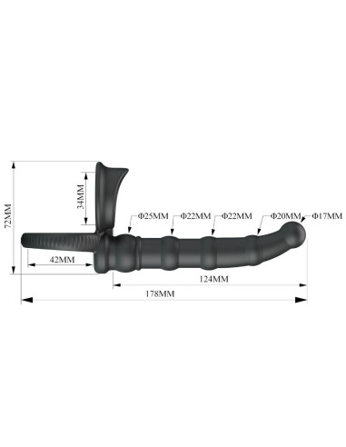 PRETTY LOVE - TATUM VIBRATING PENIS RING WITH PLUG 10 VIBRATIONS BLACK